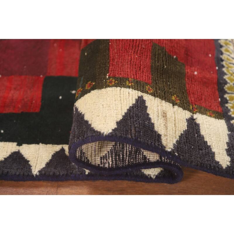 Checkered Gabbeh Persian Vintage Accent Rug Handmade Wool Carpet - 2'7" x 3'6"