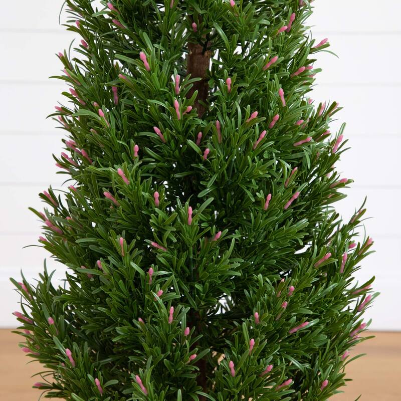 Rosemary Cone Topiary Artificial Potted Tree - 4'