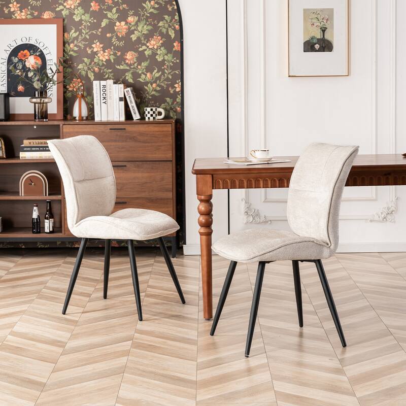 Fabric Upholstered High Back Dining Chairs Set of 2