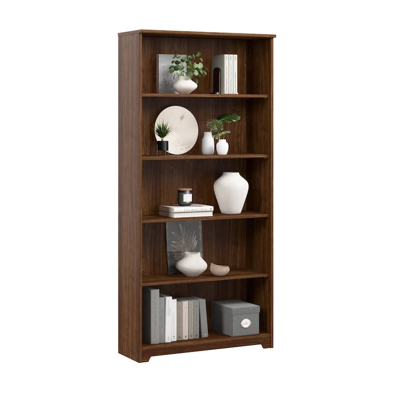 Bush Furniture Cabot Tall 5 Shelf Bookcase with Adjustable Shelves - Modern Walnut