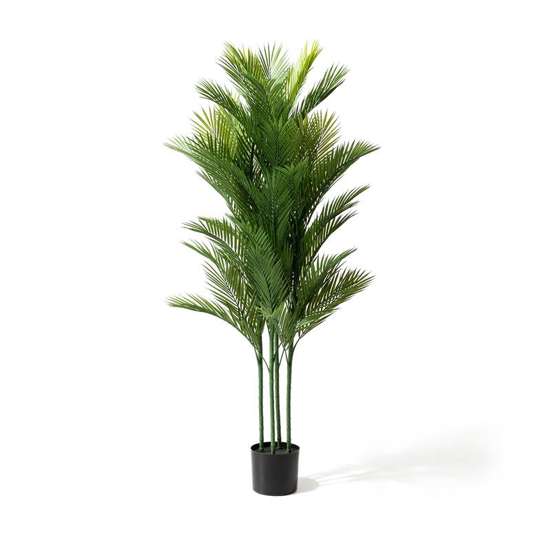 Glitzhome 5ft Artificial Palm Tree Faux Tropical Areca Floor Plant in Pot - 28"D x 60"H