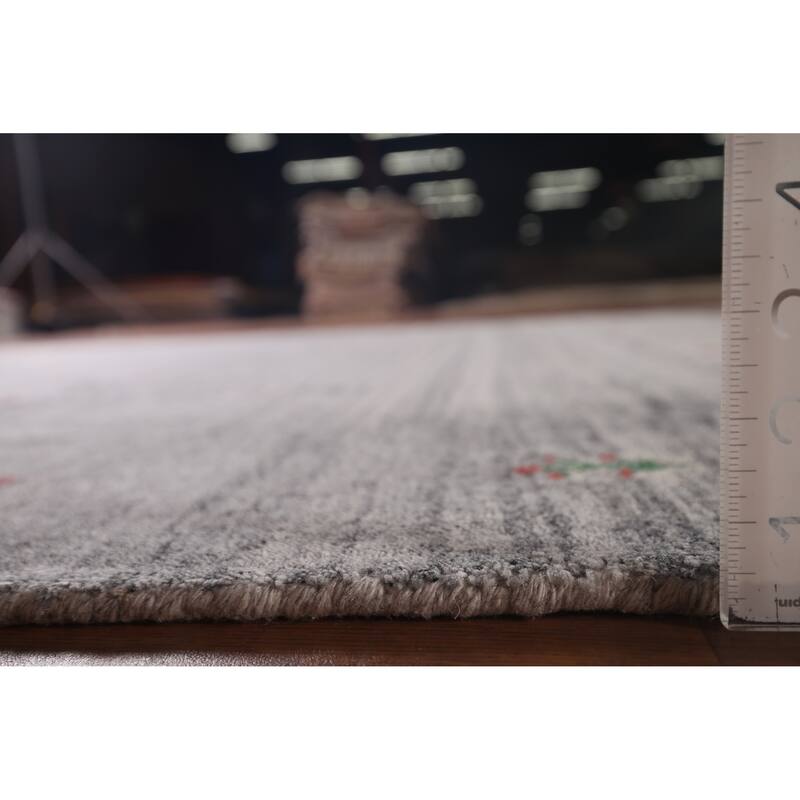 Gabbeh Indian Area Rug Hand-Knotted Tribal Beige Wool Carpet - 6'8"x 8'1"