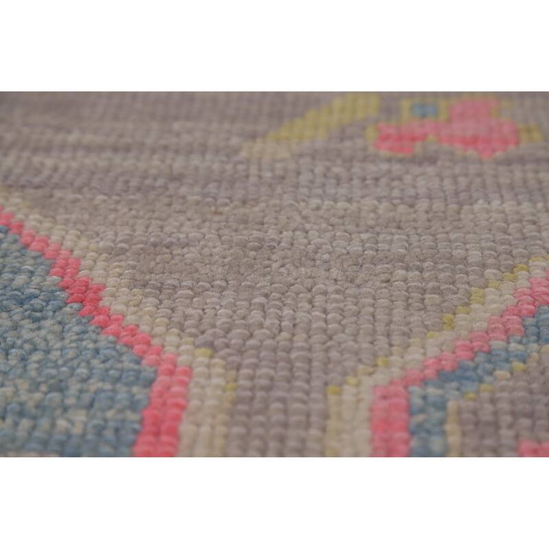 Hand Knotted Oriental 100% Wool Carpet Transitional All-Over Purples Oushak Area Rug - 10' 7'' X 7' 9''