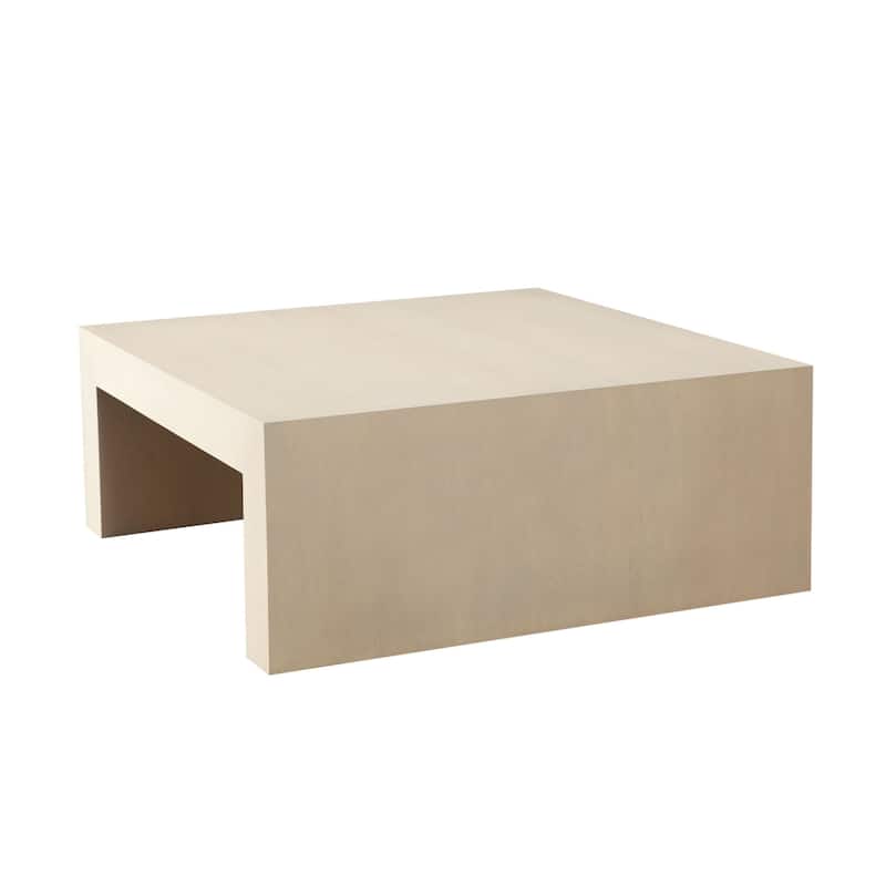 Somy Modern Coffee Table, 40 Inch Square Top, Wide Panel Legs, Natural Gray