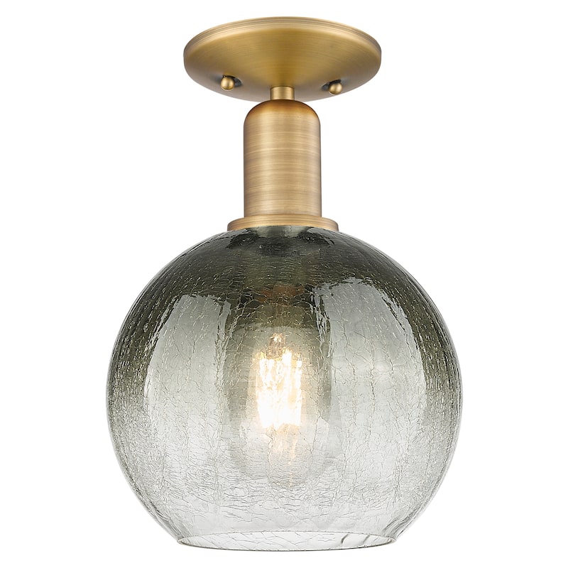 Innovations Lighting Downtown Urban - Brookhaven Globe - 1 Light 8" Semi-Flush Mount Light - Brushed Brass/Slate Shade