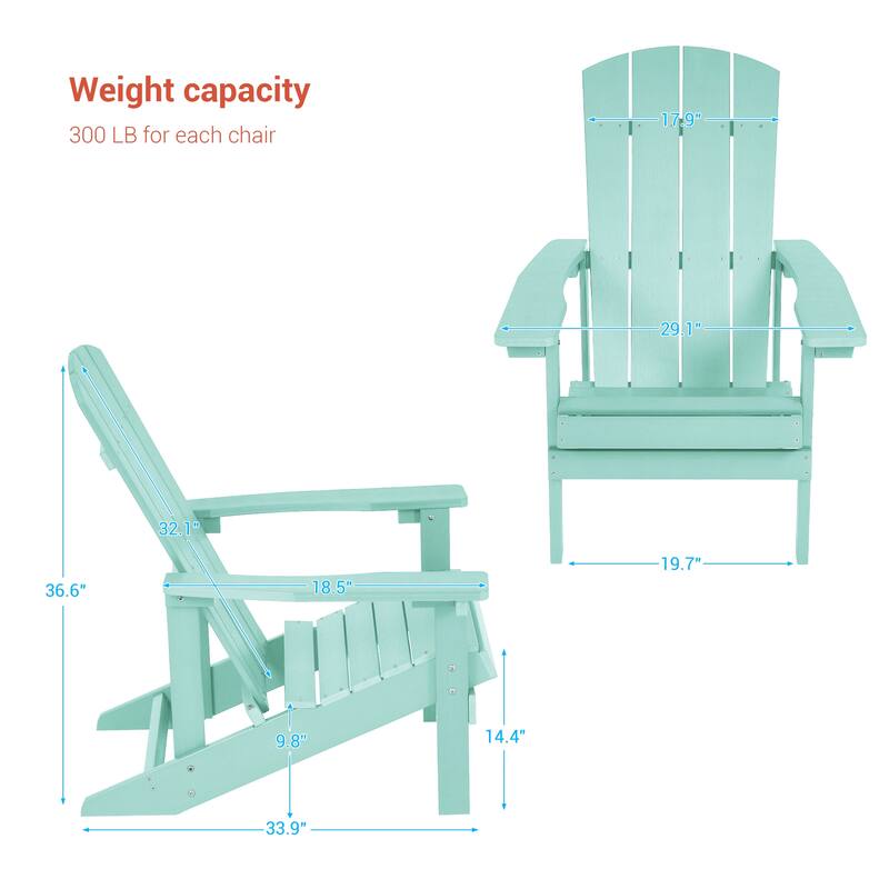 BONOSUKI Patio Adirondack Chair w/Cupholder,Weather Resistant-Set of 4