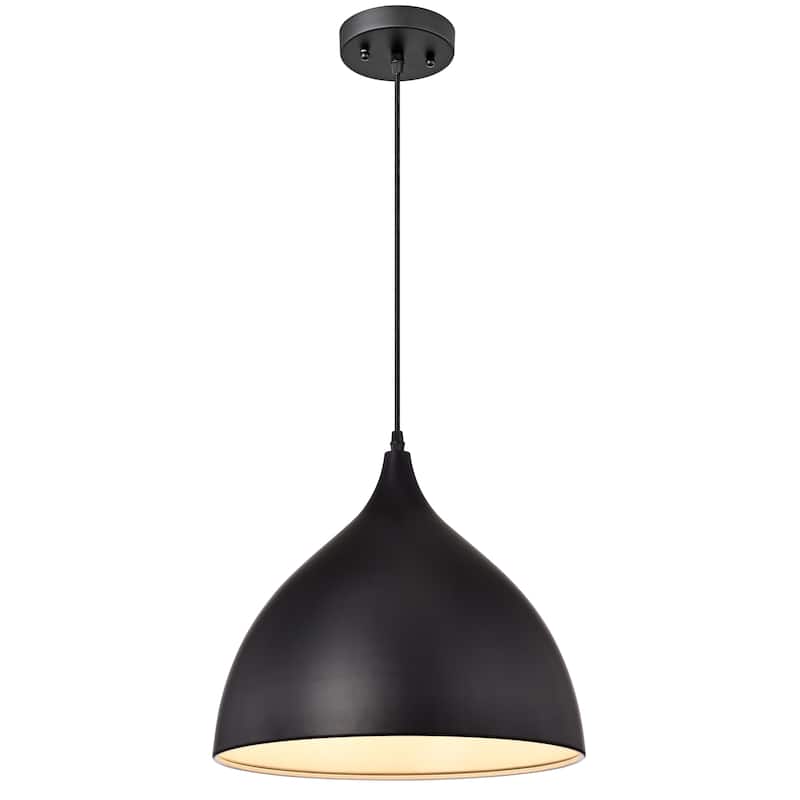 1-light Textured Black Hanging Pendant - 15H x 13.75W x 13.75D - Textured Black