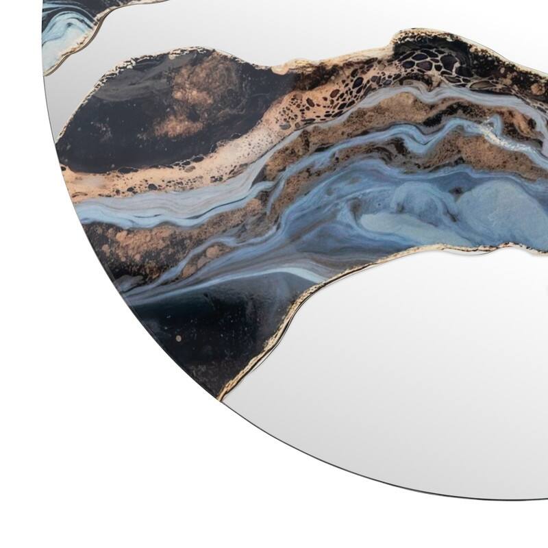 23.6"Artistic Marble Patterned Round Wall Mirror