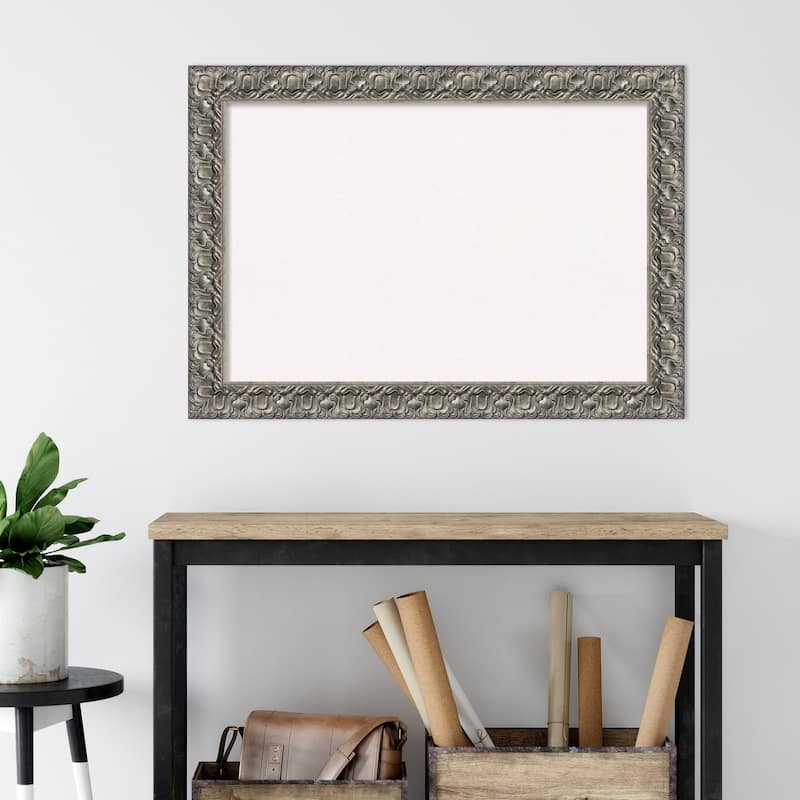 Silver Luxor Wood Framed White Corkboard Bulletin Board