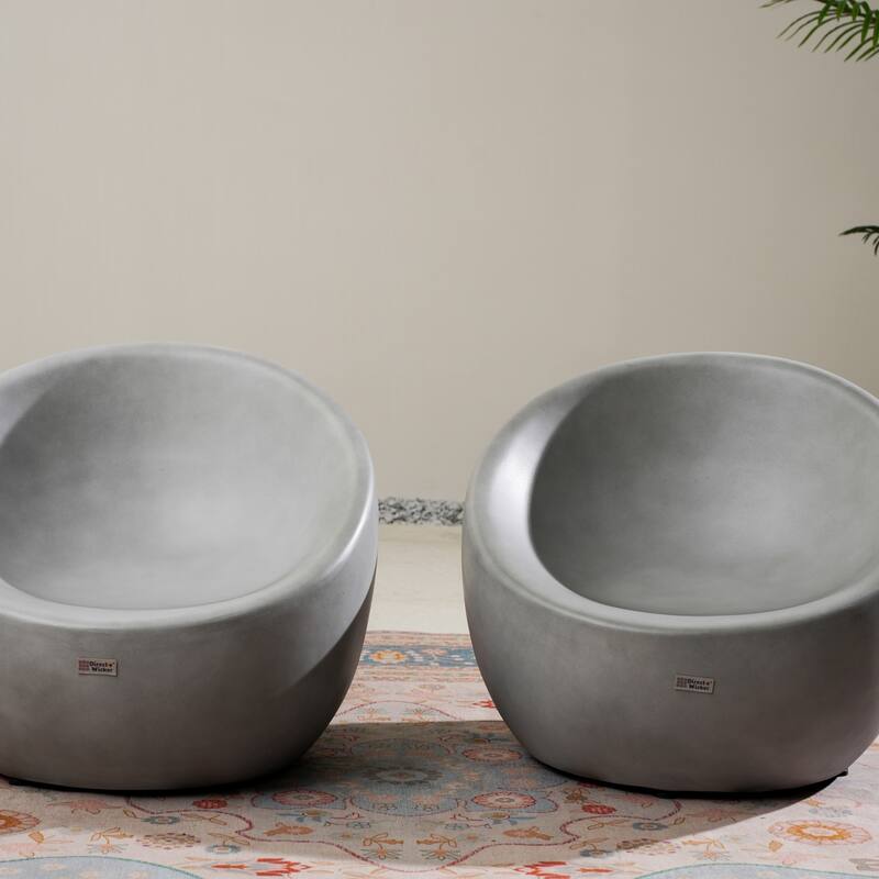 Set of 2 Outdoor Grey Imitation-Wood Stool Sofa