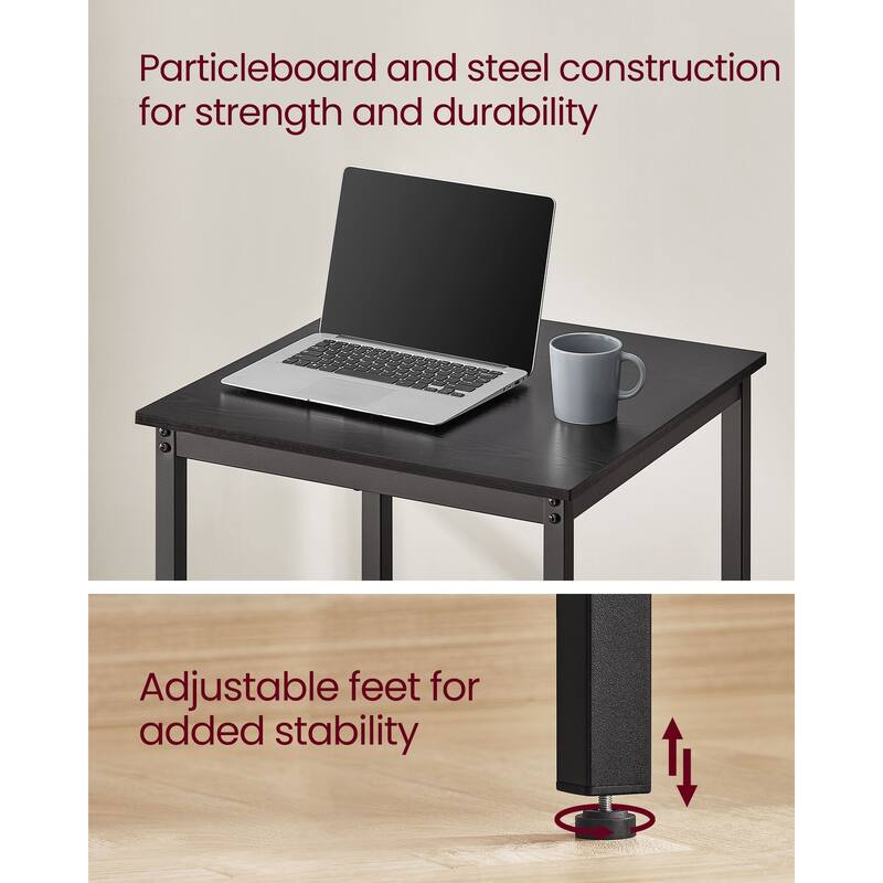 Space-Saving Square Dining Table Steel Frame Adjustable Feet and Rustic Industrial Style for Small Kitchens
