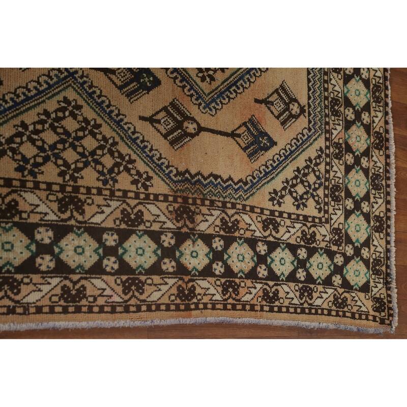 Geometric Bakhtiari Persian Vintage Rug Hand-Knotted Wool Carpet - 6'10"x 9'5"