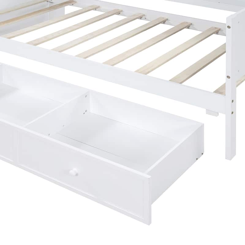White Twin Size Wooden Daybed with 3 Drawers, USB Ports & Desk