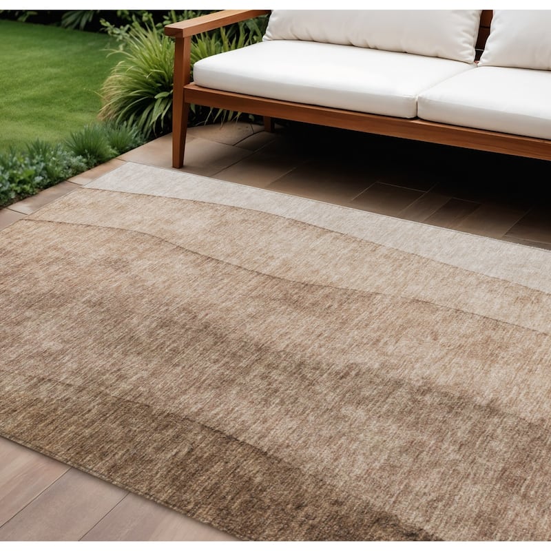 HomeRoots Ombre Transitional Rectangle Outdoor Rug - 9' X 12'