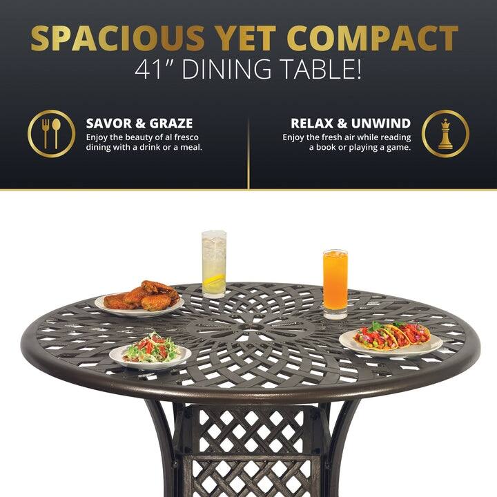 Kinger Home Arden 41-inch Outdoor Patio Dining Table, Cast Aluminum