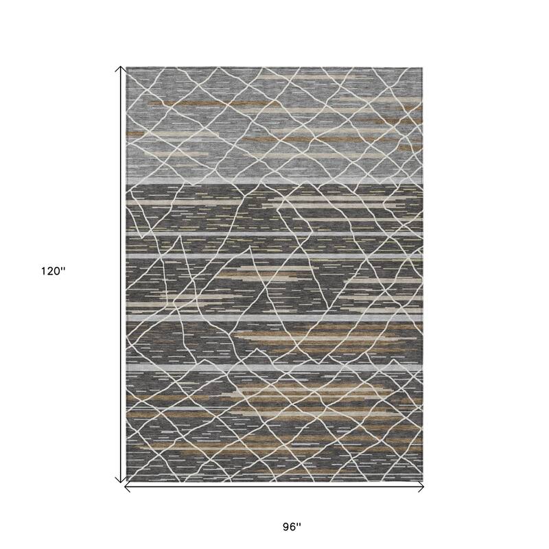 HomeRoots Striped Modern Rectangle Outdoor Rug