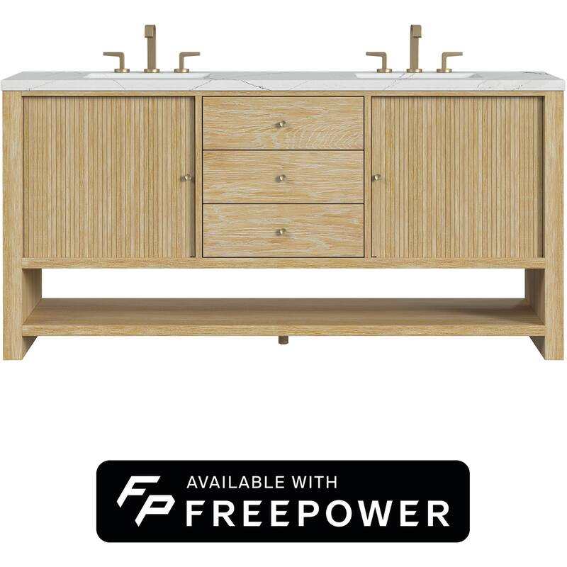 James Martin Vanities D404-V72-FENC Marigot 72" Free Standing Double - Sunwashed Oak - Oak Finish