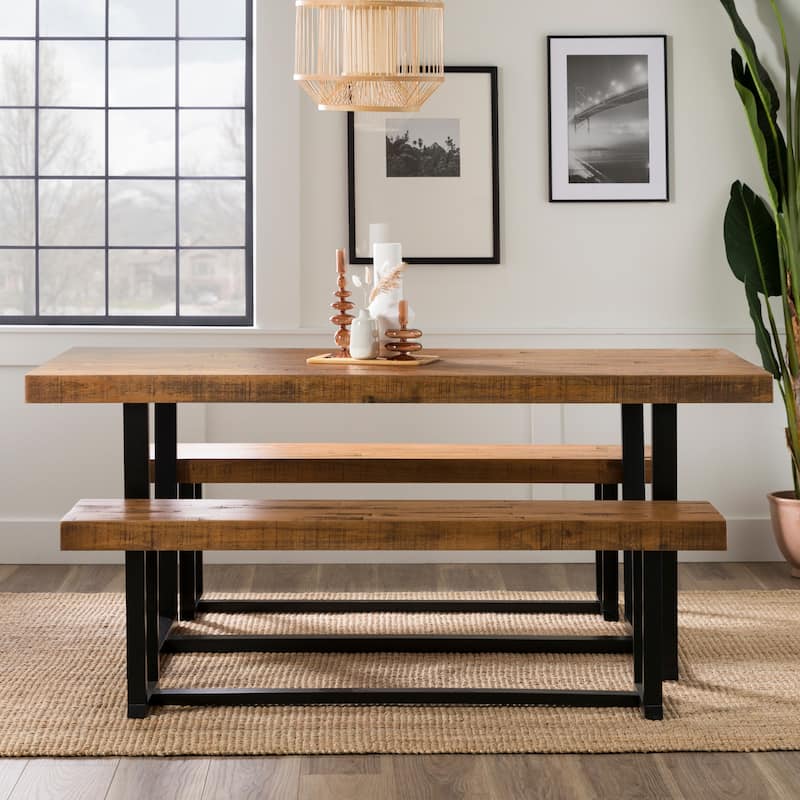 Middlebrook Solid Wood 3-Piece Dining Set with 60-inch Benches