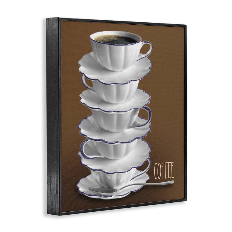 Stupell Stacked Teacups with Coffee Framed Giclee Art Design By Matthew Piotrowicz