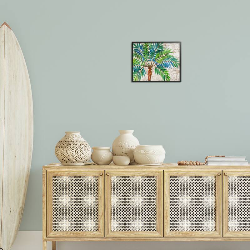Stupell Aqueous Palm Tree Framed Giclee Art Design By Paul Brent