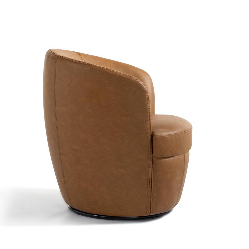32" Wide PU Leather Swivel Barrel Chair with Metal Base