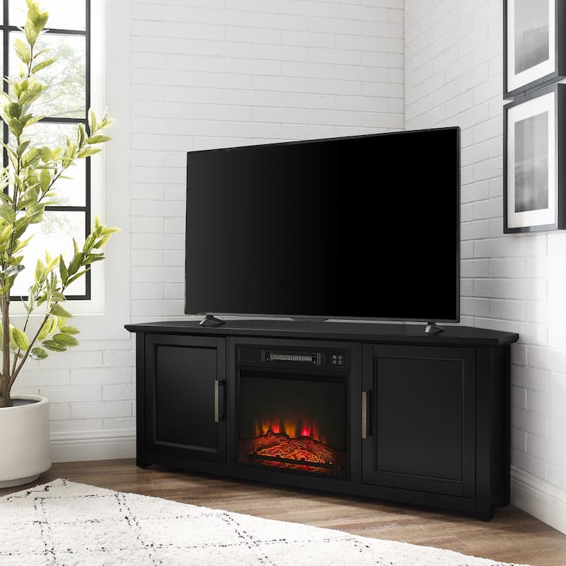 59 in. Freestanding Wood Smart Electric Fireplace TV Stand in Black for transitional entertainment furniture