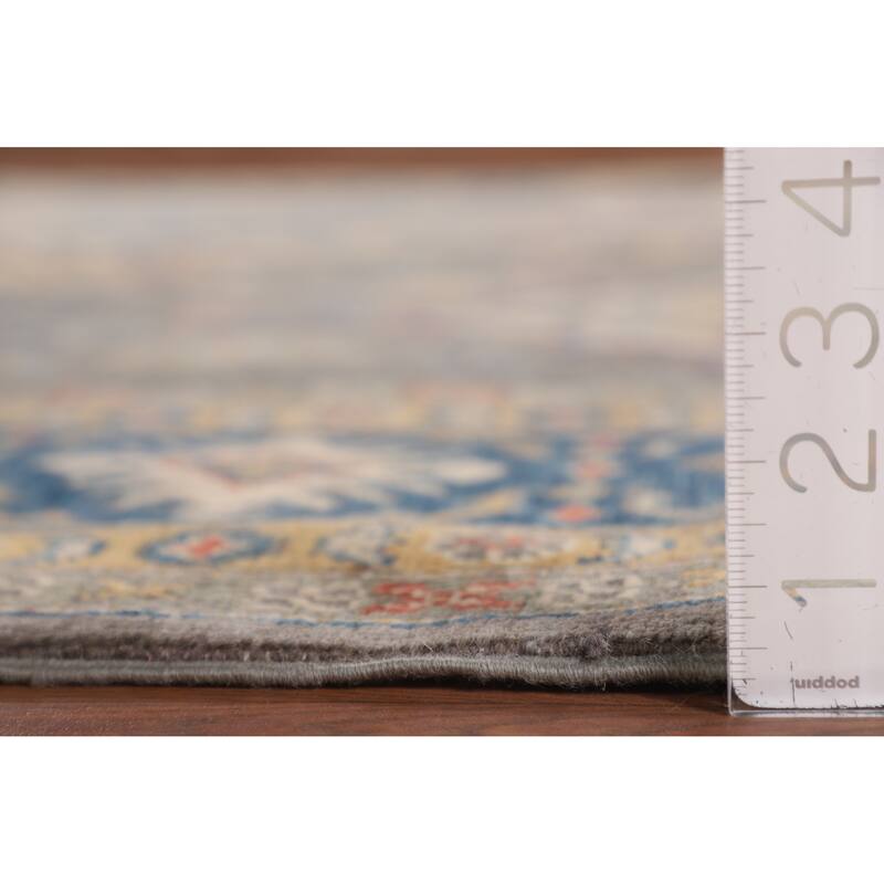 Hand Knotted Oriental 100% Wool Carpet Traditional Geometric Greys & Charcoal Kazak Area Rug - 9' 9'' X 6' 5''