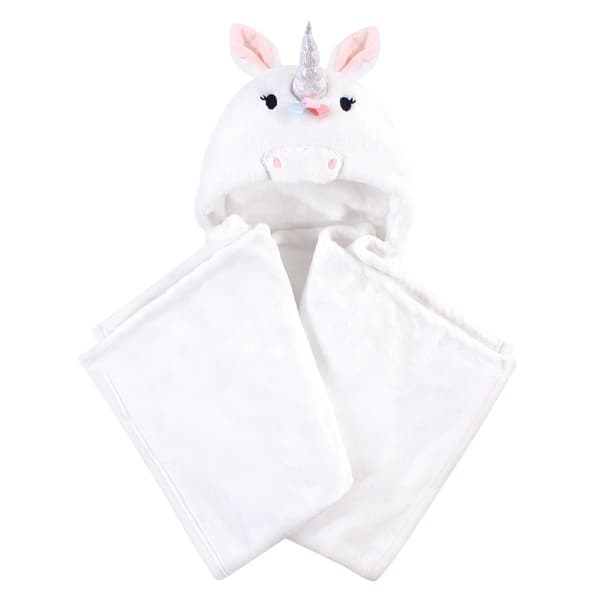 slide 1 of 1, Hudson Baby Infant Girl Hooded Animal Face Plush Blanket, Rainbow Unicorn, One Size - Rainbow Unicorn - One Size One Size - Rainbow Unicorn