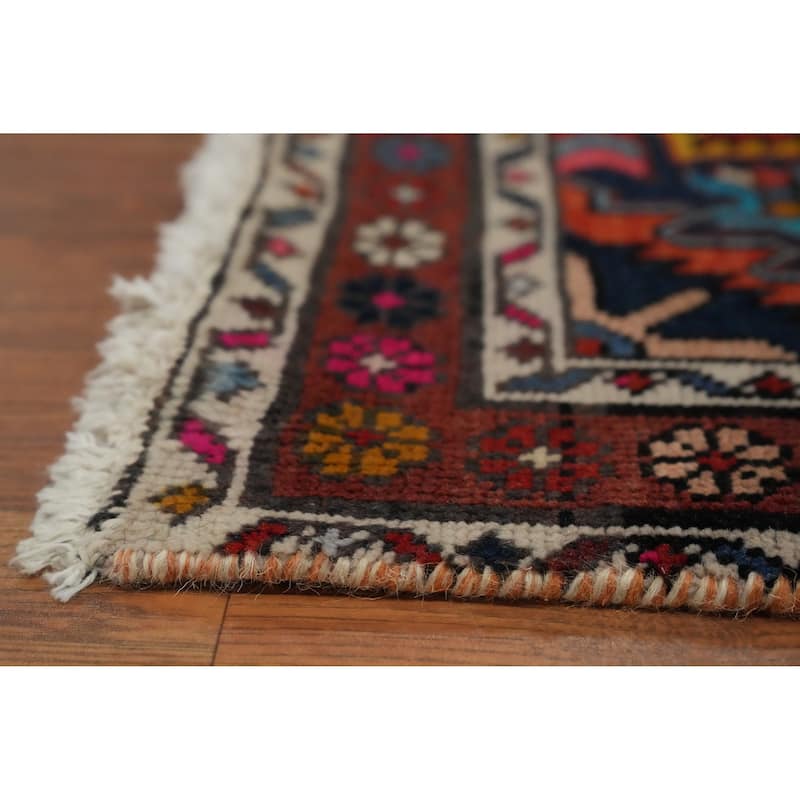 Hand Knotted Oriental 100% Wool Carpet Traditional Geometric Red Heriz Runner Rug - 10' 10'' X 3' 3''