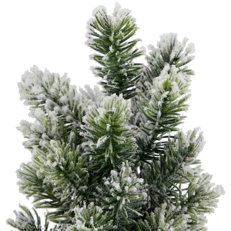 Mini Flocked Pine Artificial Christmas Trees with Burlap Base - 18" - Set of 3