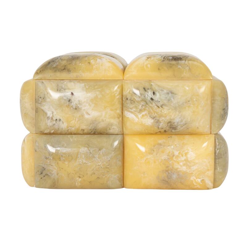 Marbled Resin Studded Decorative Storage Box with Lid - 7.0"L x 7.0"W x 4.25"H