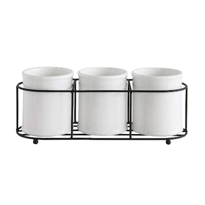 Ceramic Crocks in Metal Holder