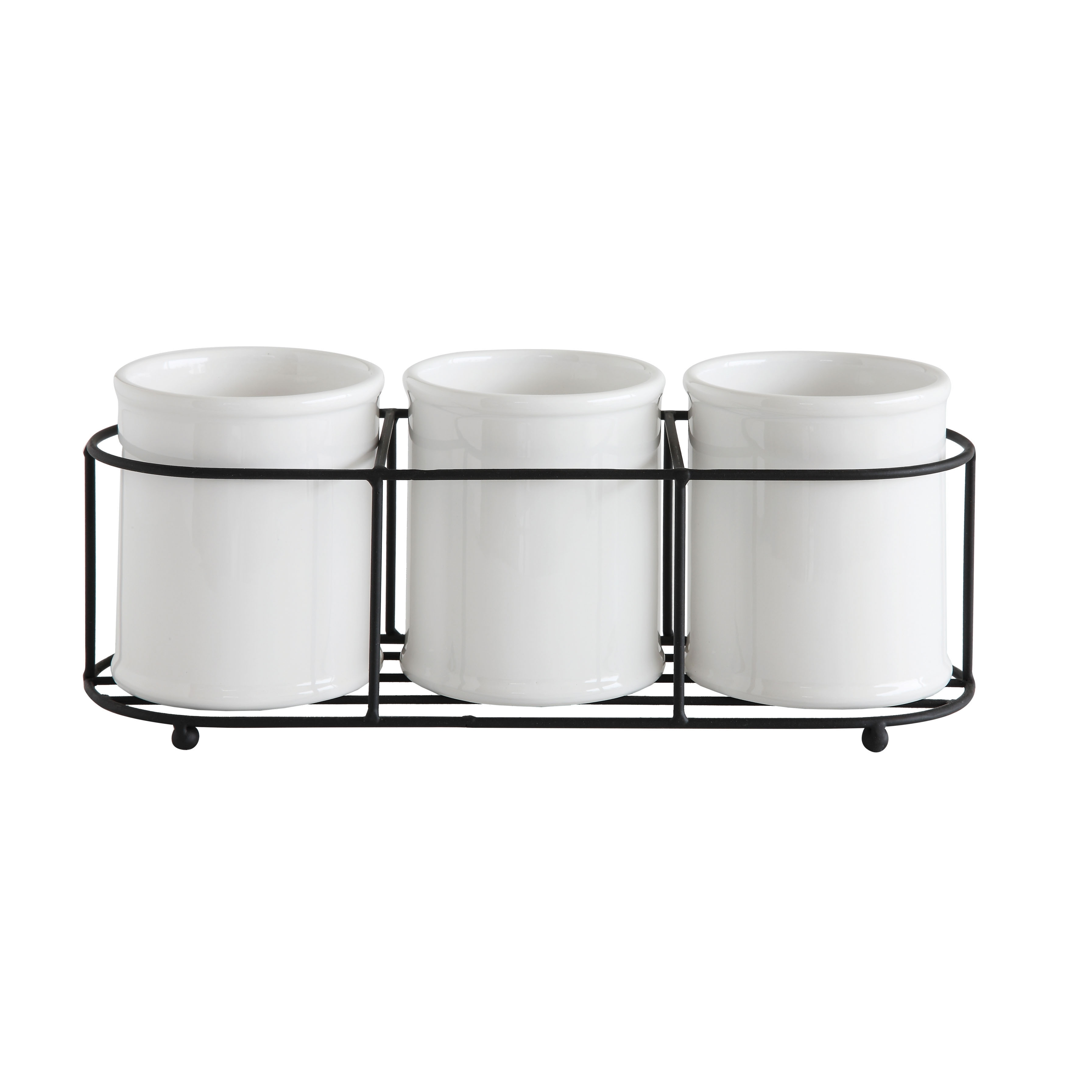 Ceramic Crocks in Metal Holder