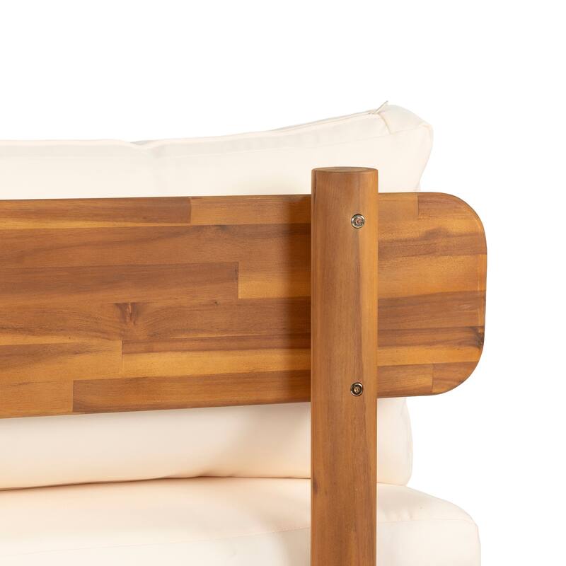 Christopher Knight Home - Ardeno Outdoor Acacia Wood Sofa Loveseat with Cushions and Water-Repellent Fabric - 71.54