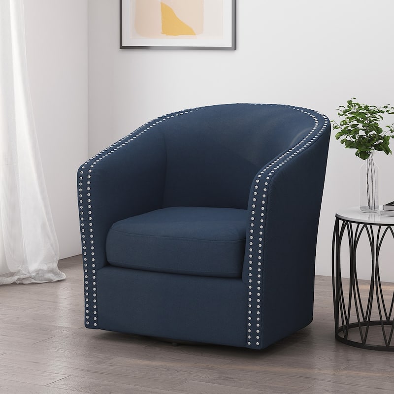 Linen Swivel Chair With Iron Legs