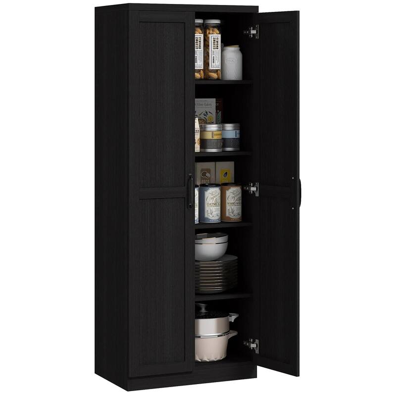 63" 2-Door Kitchen Pantry, Freestanding with 2 Adjustable Shelves