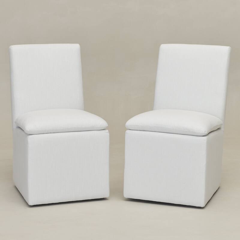 KINWELL 21" Performance Fabric Upholstered Dining Side Chair with Casters (Set of 2)