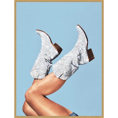 These Boots Blue II by Vertigo Artography Framed Canvas Wall Art Print - Sylvie Bright Gold