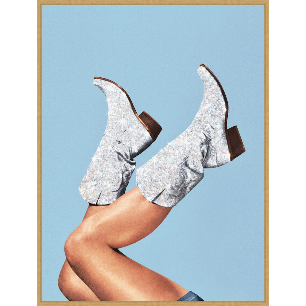 These Boots Blue II by Vertigo Artography Framed Canvas Wall Art Print - Sylvie Bright Gold