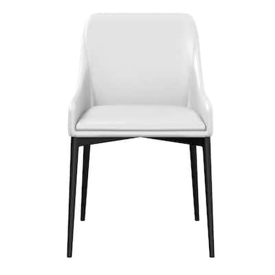 Black/White Faux Leather Upholstered Metal Frame Dining Chair, Set of 2, Sturdy Dining Chair for Dining Rooms - 19