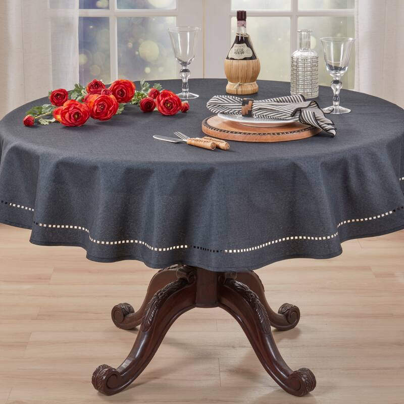 Solid Textured Tablecloth with Clean Drape, Minimal Decorative Edge, and Versatile Styling for Dining and Entertaining