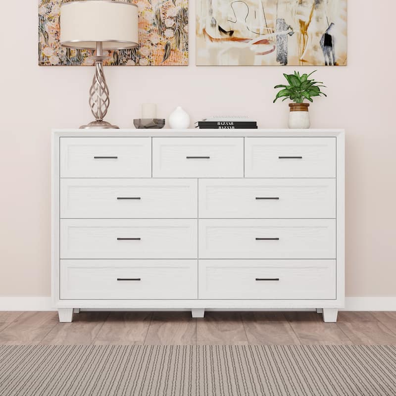 Storage Dresser Organizer TV Stand Chest of Drawers Brown White