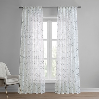 Exclusive Fabrics Altair Blue Patterned Linen Sheer Curtain (1 Panel ...