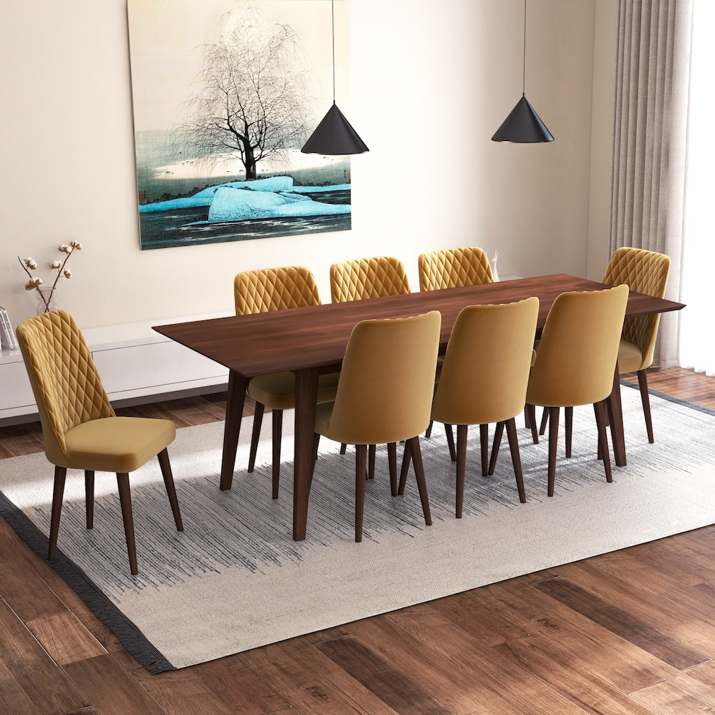 Annabelle Mid Century Modern 9 Piece Dining Room Set