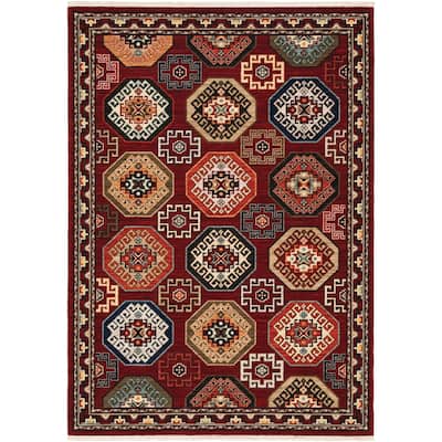 Style Haven Leander Panel Medallions Fringed Wool Blend Area Rug