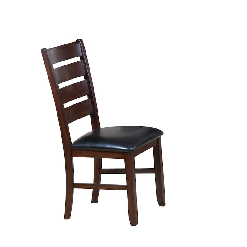 Faux Leather Ladder Back Side Chairs and Solid Wood Set of 2 - 23” L x 20” W x 40” H