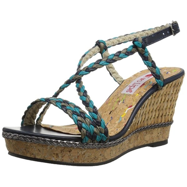 Two Lips Womens Hazel Wedge Sandal BlueMulti Size 75 Two Lips Womens Hazel Wedge Sandal BlueMulti Size 75