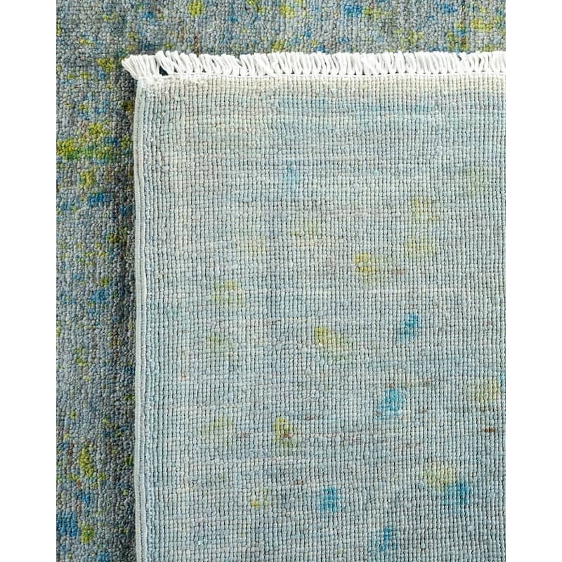 Overton Hand Knotted Wool Vintage Inspired Modern Contemporary Overdyed Gray Square Area Rug - 9' 0" x 9' 4"
