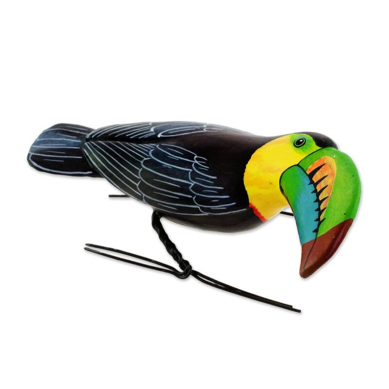 NOVICA Handmade Keel-Billed Toucan Ceramic Figurine (Guatemala) - 5.5 " L x 3.1" W x 2.4 " D