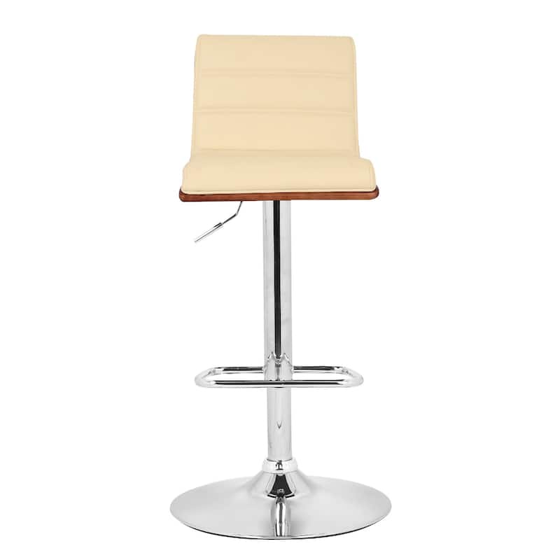 23" Modern Cream Faux Leather Seat Adjustable Swivel Bar Stool with Footrest and Chrome Base - 42"H x 14"W x 15"D